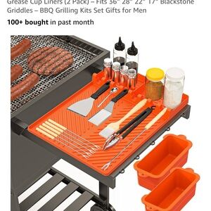 Deluxe BBQ Grilling Tool Set with Orange Tray